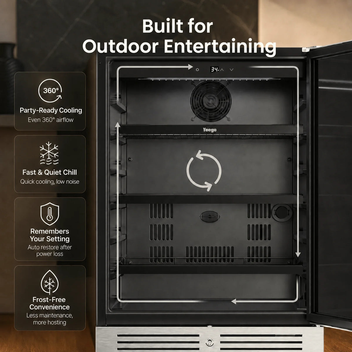 Yeego 24'' Outdoor Beverage Fridge, 160 Cans