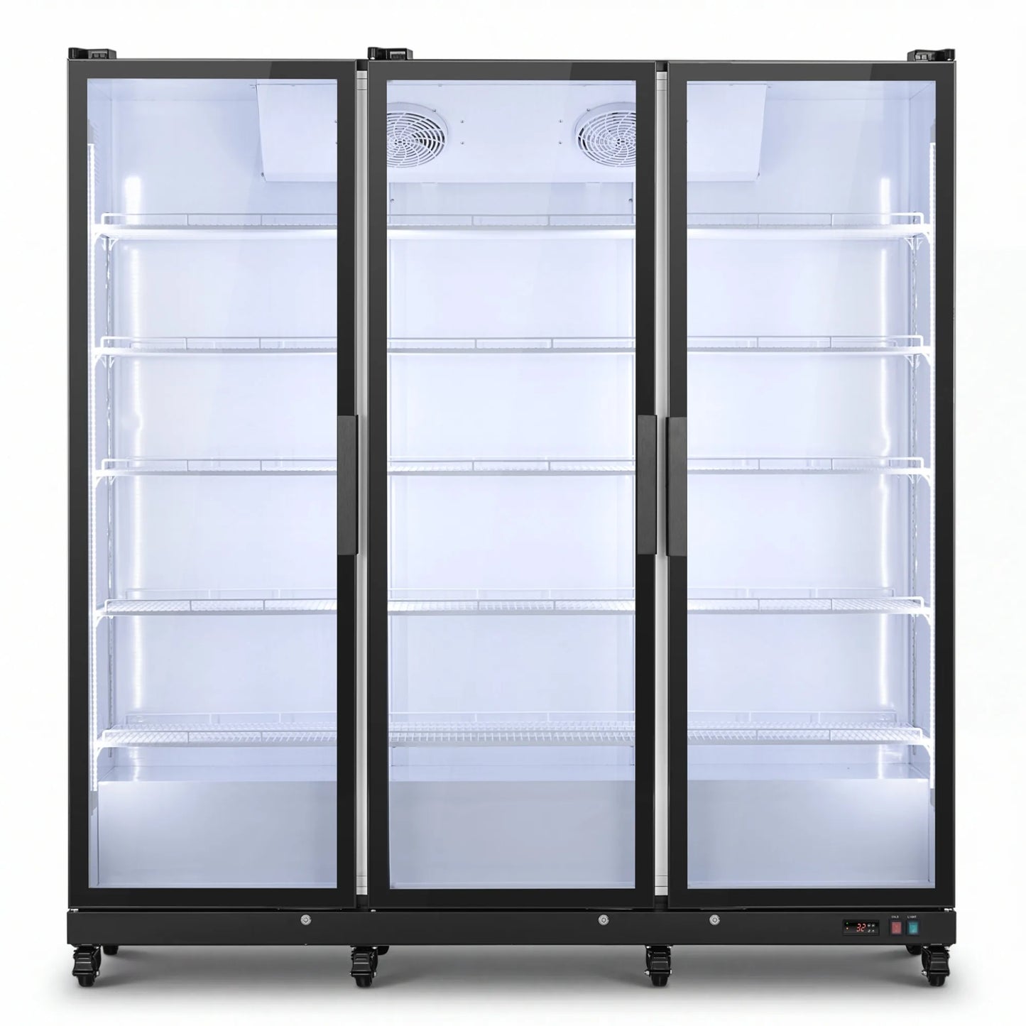 Spacious interior with adjustable wire shelving for flexible product organization