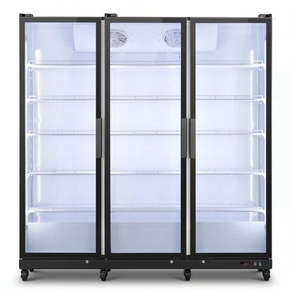 Spacious interior with adjustable wire shelving for flexible product organization