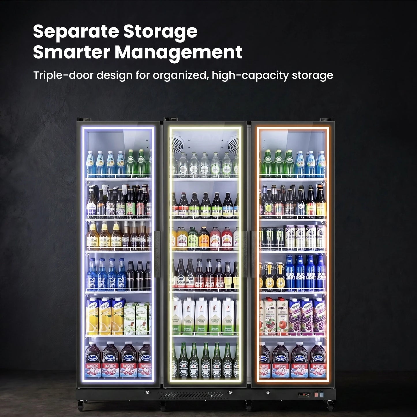 Triple-door layout designed to improve organization and product separation