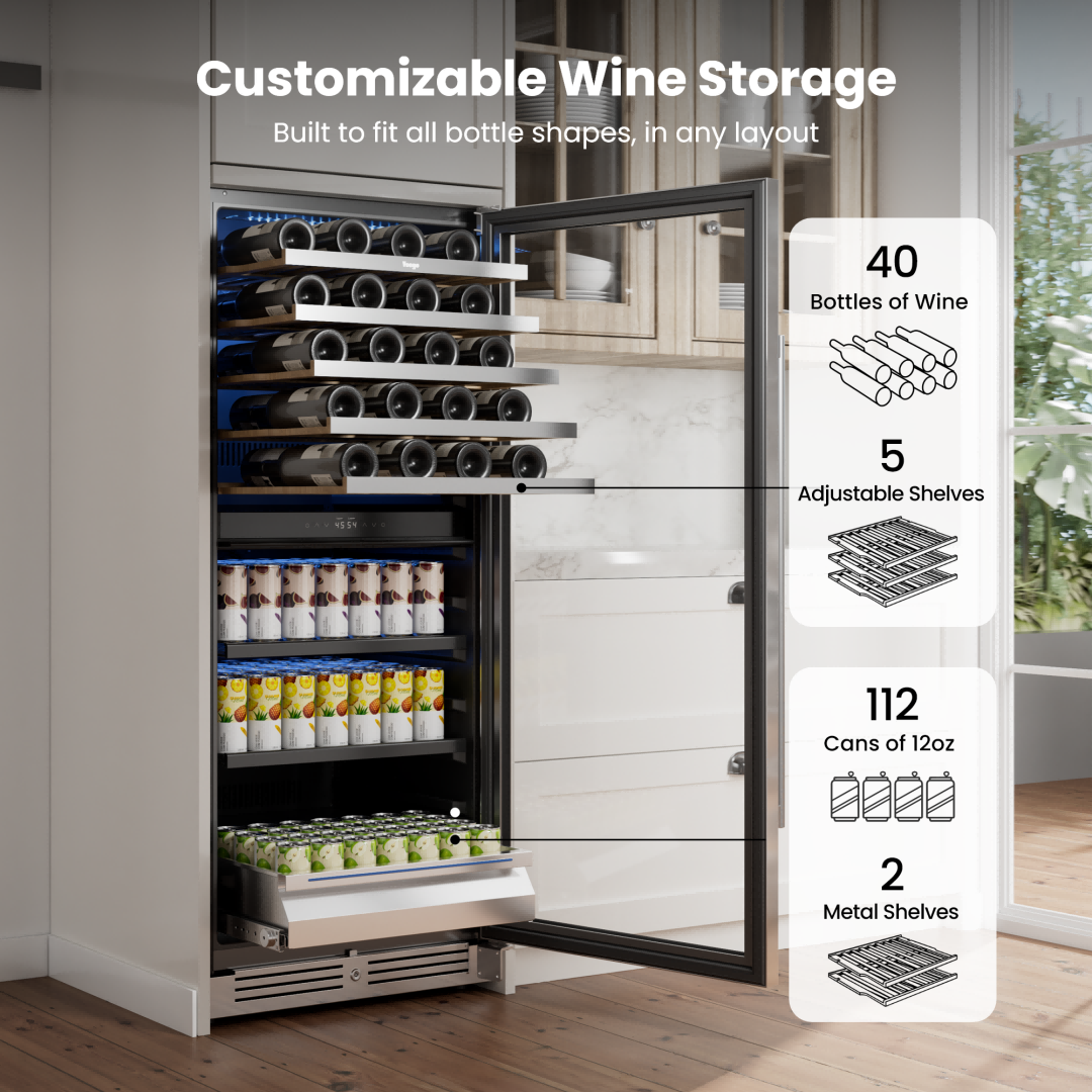 Yeego Large Wine & Beverage Fridge, 40 Bottles and 112 Cans