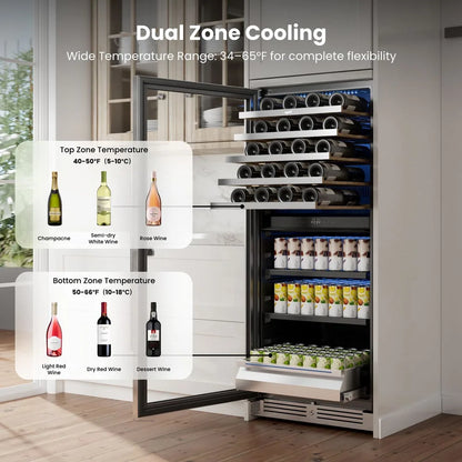 Yeego Large Wine & Beverage Fridge, 40 Bottles and 112 Cans