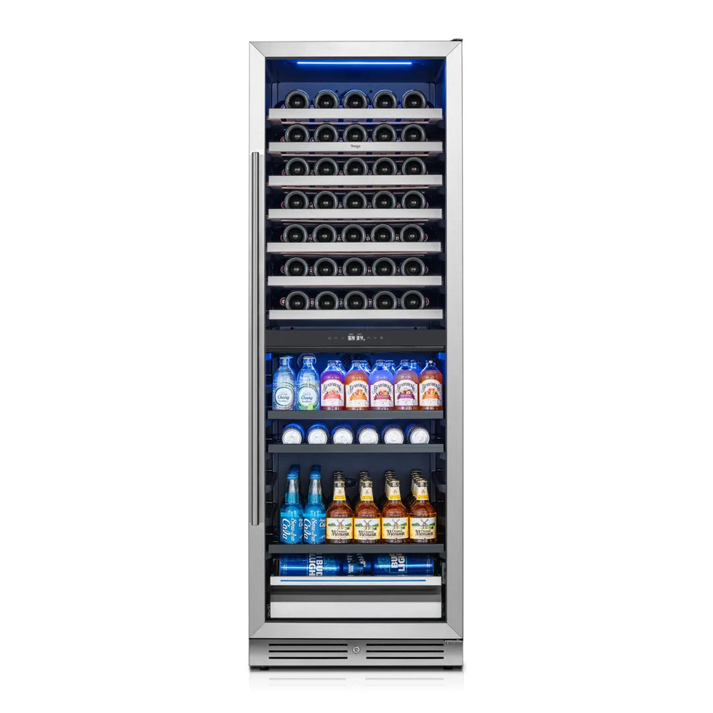 Yeego tall dual-zone wine and beverage fridge holding 77 bottles and 182 cans