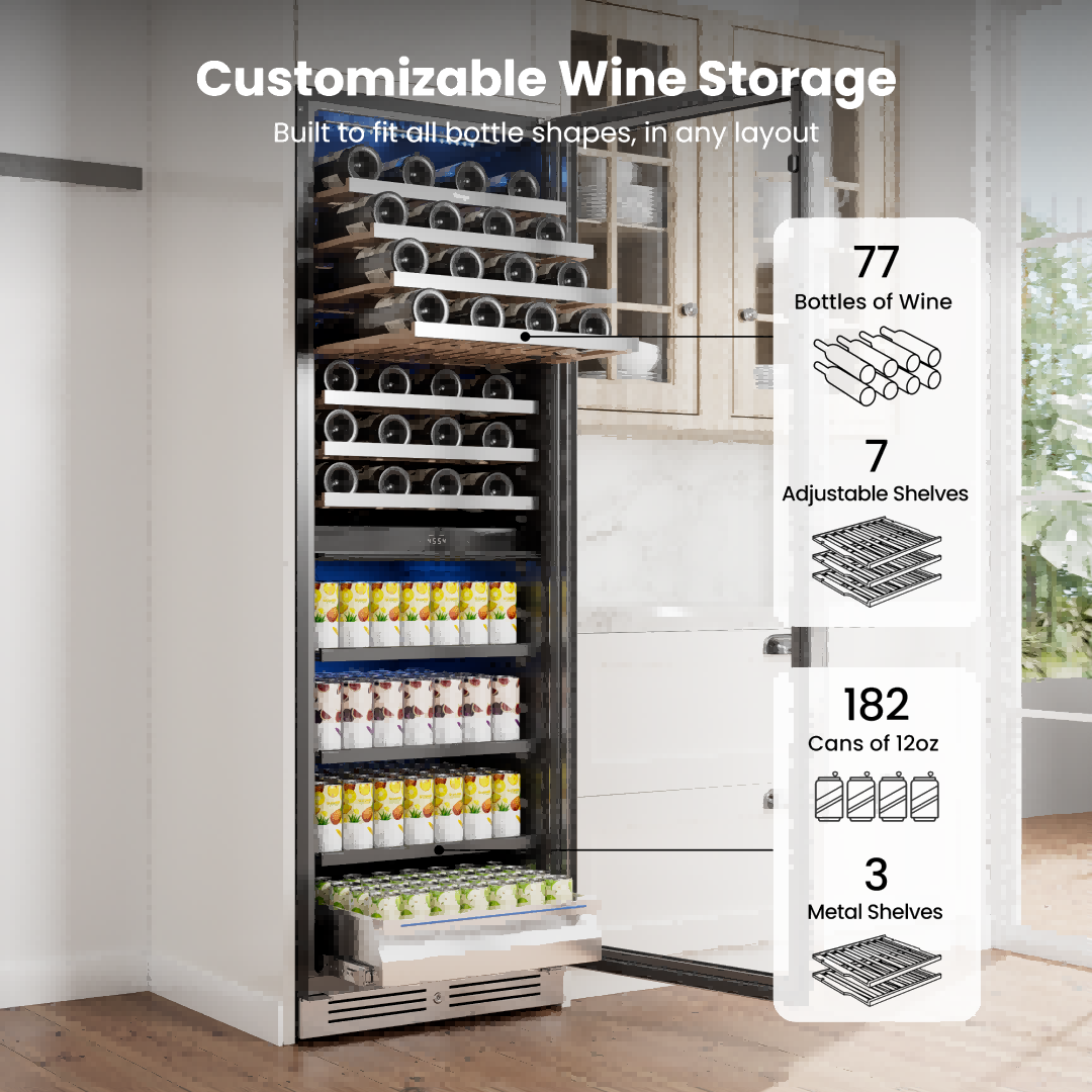 Yeego WBD428 holding 77 bottles and 182 cans
