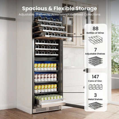 Yeego Large Wine & Beverage Fridge, 77 Bottles and 182 Cans