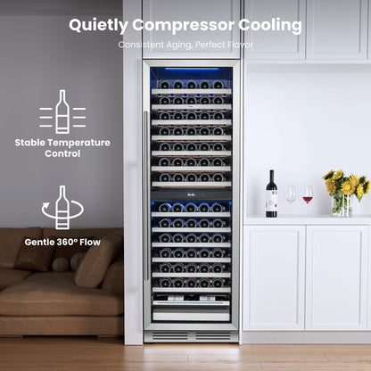 Yeego 24'' Dual Zone Wine Fridge, 154 Bottles