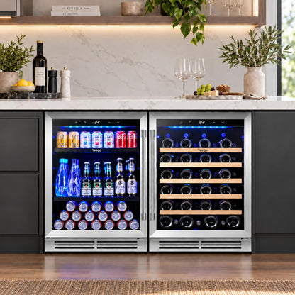 Yeego 48" Wine Beverage Fridge Dual Zone 2 Sets