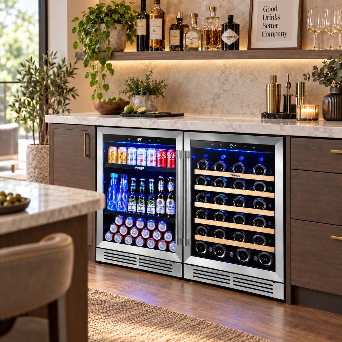 Yeego 48" Wine Beverage Fridge Dual Zone 2 Sets