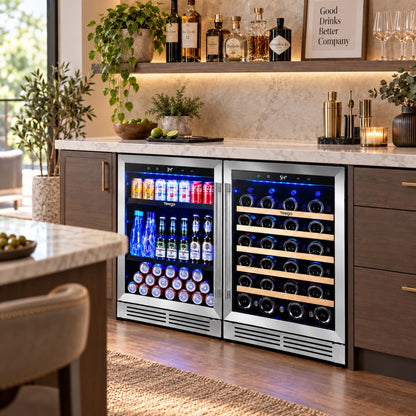 Yeego 48" Wine Beverage Fridge Dual Zone 2 Sets