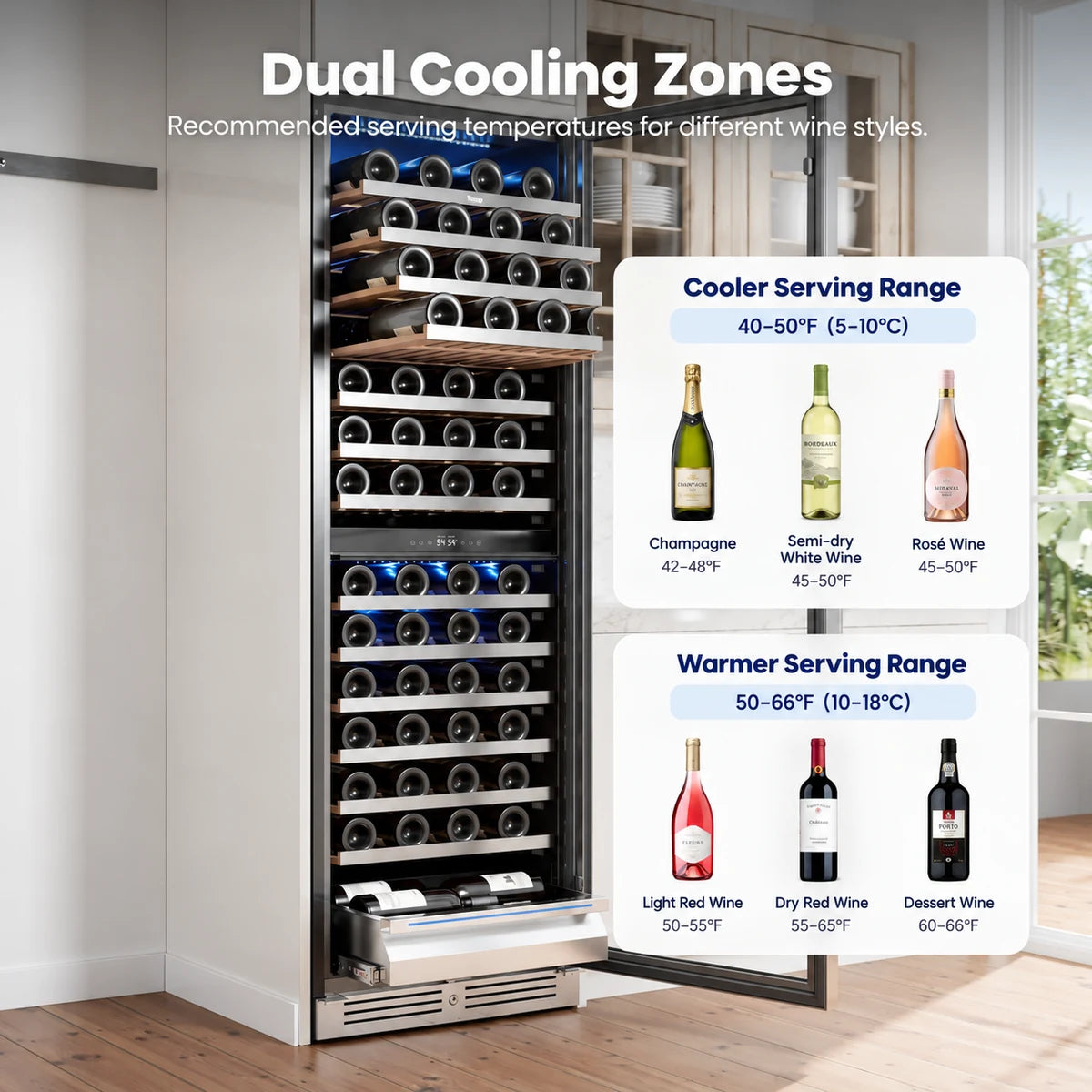Yeego 24'' Dual Zone Wine Fridge, 154 Bottles