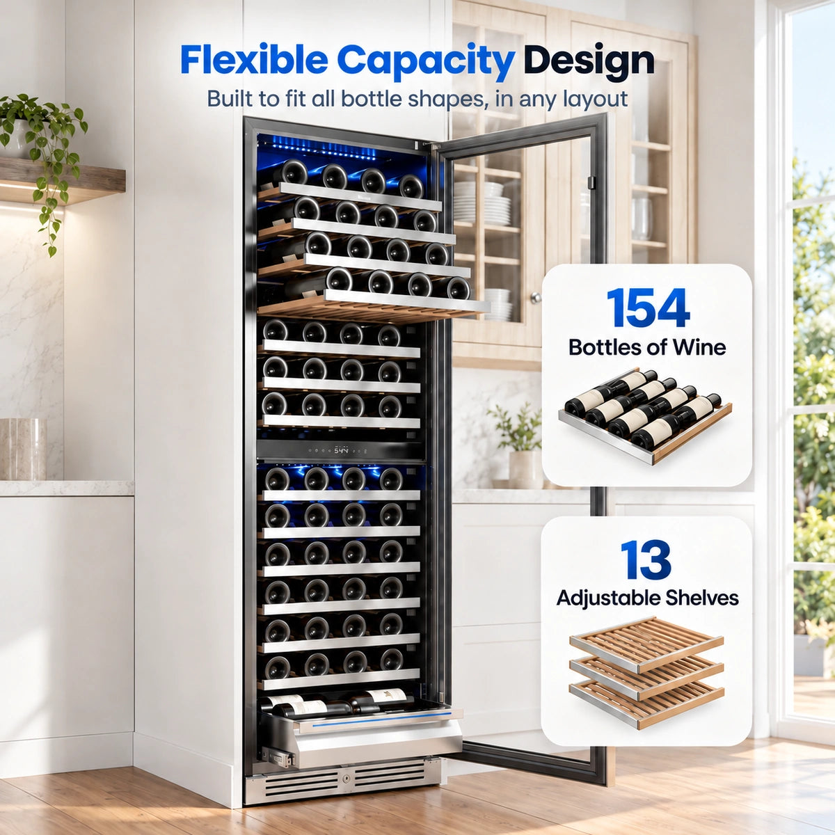Yeego 24'' Dual Zone Wine Fridge, 154 Bottles