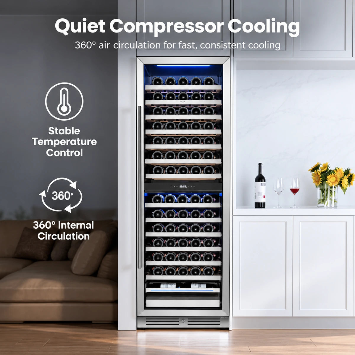 Yeego 24'' Dual Zone Wine Fridge, 154 Bottles