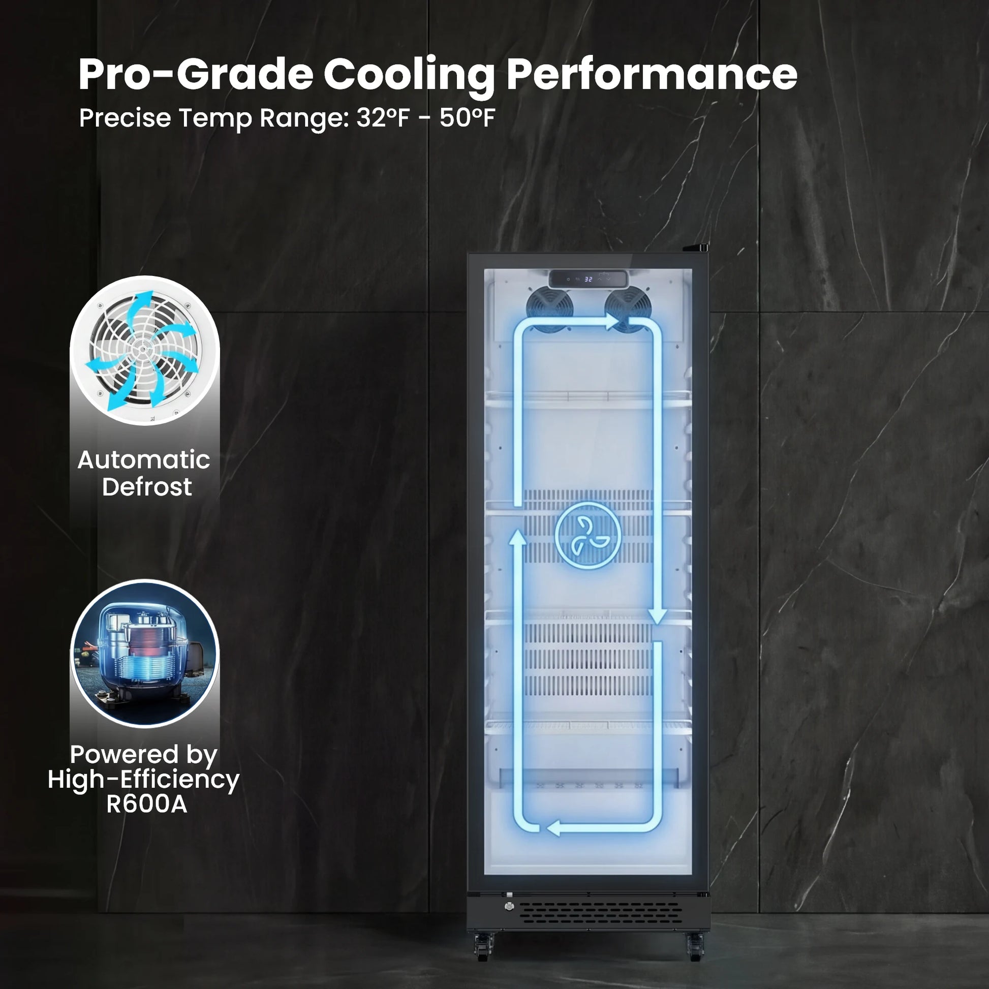 Fan-assisted cooling system with automatic defrost technology