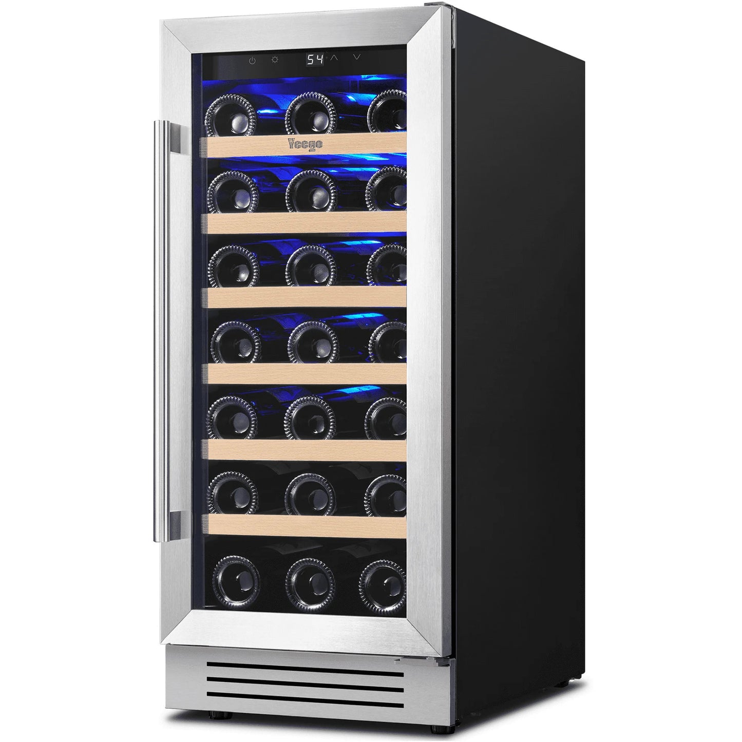 Yeego 33 Bottle Wine Refrigerator, 15" Wine Cooler with Glass Door for Home/Dorm Freestanding & Built-in Wine Fridge